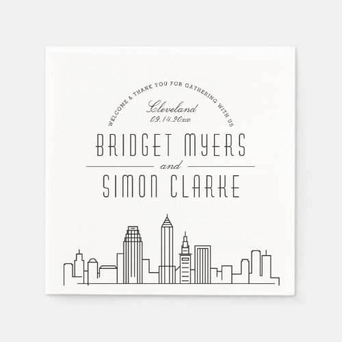 Cleveland Deco Skyline  Wedding Event Napkins