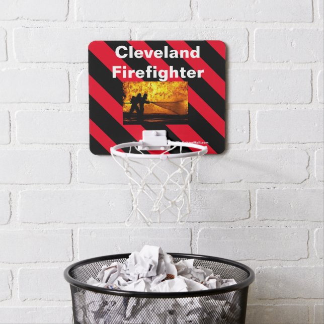 Cleveland Firefighter Flames Mini Basketball Hoop (In Situ)