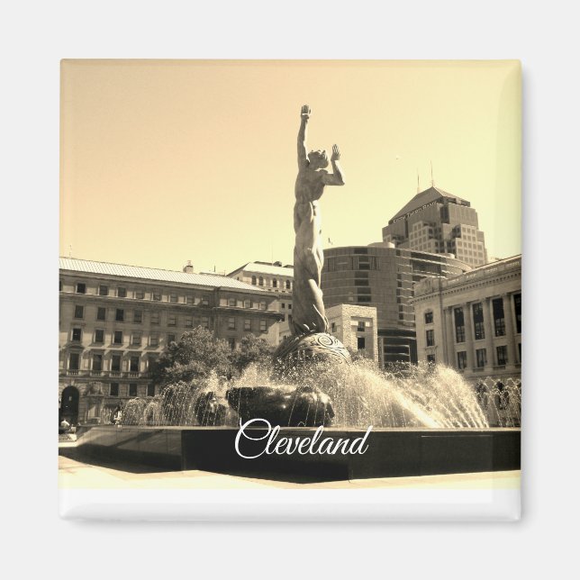 Cleveland Fountain (Sepia) Magnet (Front)
