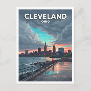 Cleveland harbor and downtown skyline Ohio Gift Postcard