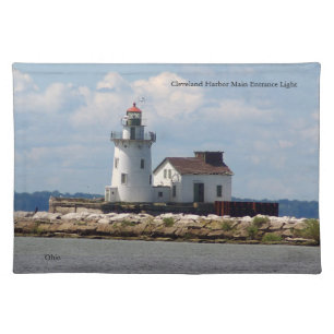Cleveland Harbor Main Entrance Light cloth placema Cloth Placemat
