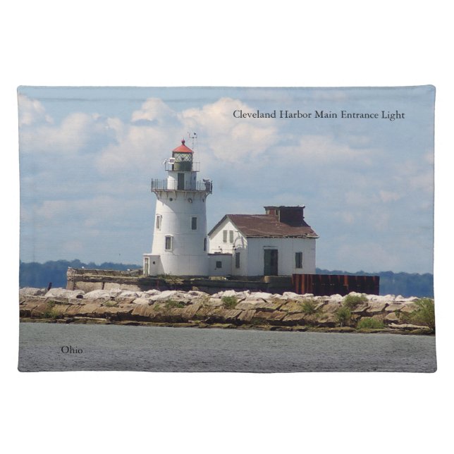 Cleveland Harbor Main Entrance Light cloth placema Cloth Placemat (Front)
