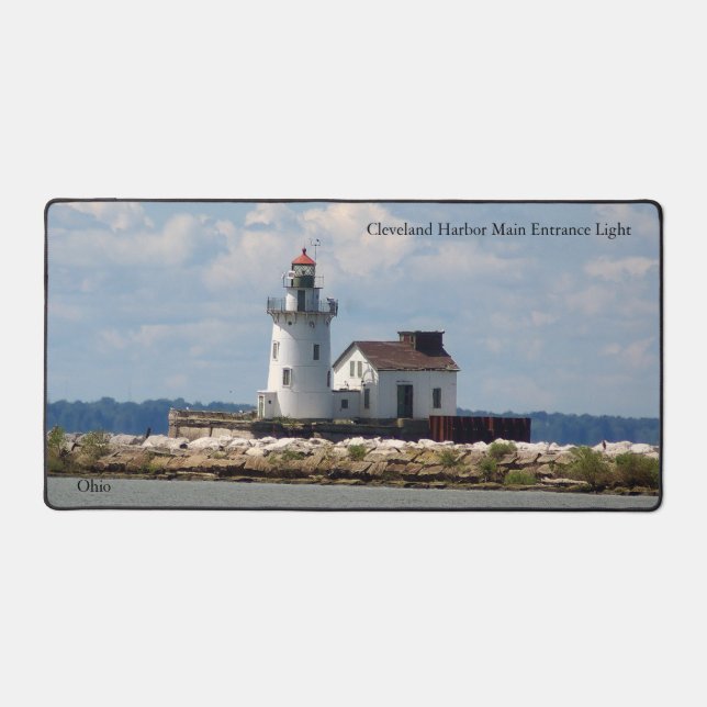 Cleveland Harbor Main Entrance Light desk mat (Front)