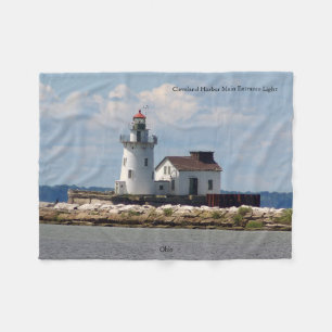 Cleveland Harbor Main Entrance Light Fleece Blanket