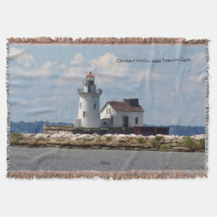 Cleveland Harbor Main Entrance Light throw blanket
