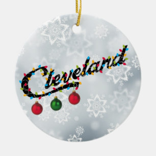 Cleveland in Lights Round ornament PERSONLIZE IT!