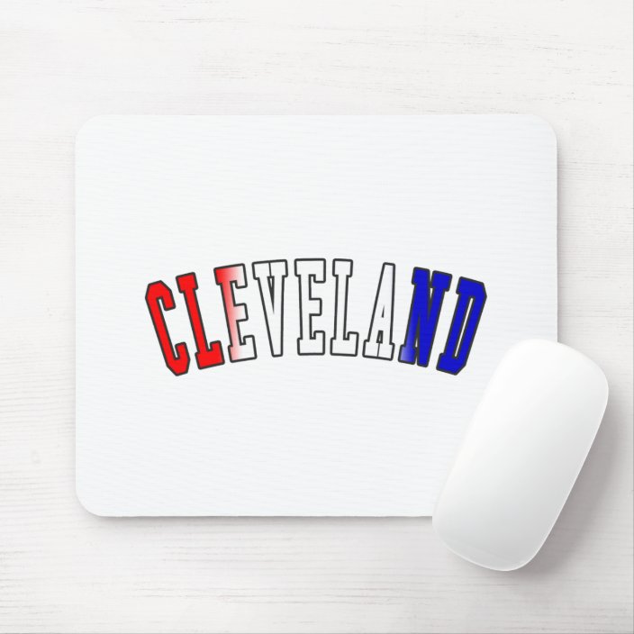Cleveland in Ohio State Flag Colors Mouse Pad