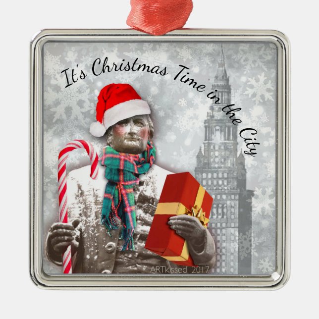 Cleveland: It's Christmas Time in The City Metal Ornament (Front)