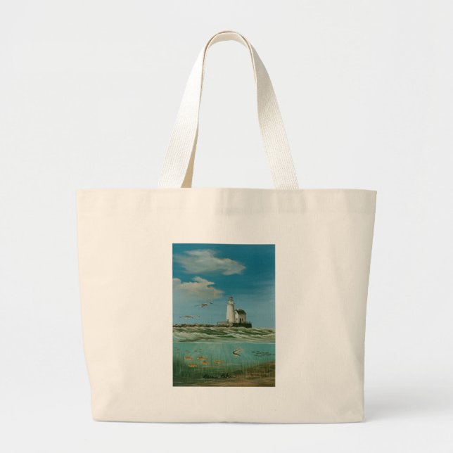 Cleveland Main Lighthouse 1998 Large Tote Bag (Front)