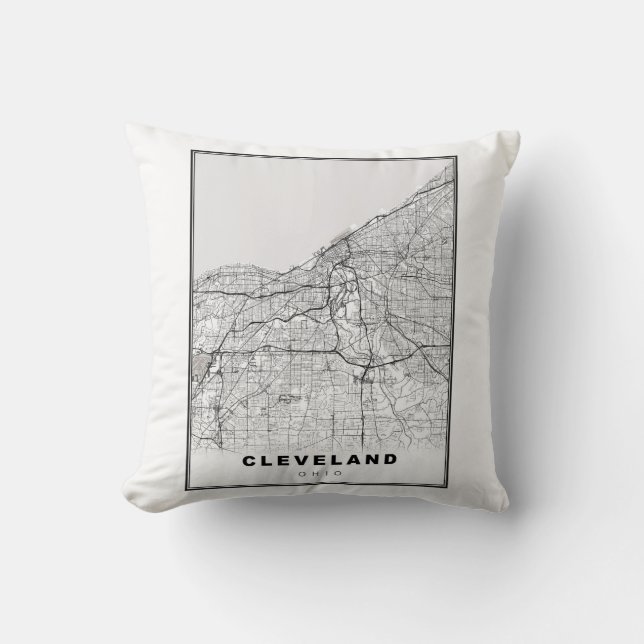 Cleveland Map Throw Pillow (Front)
