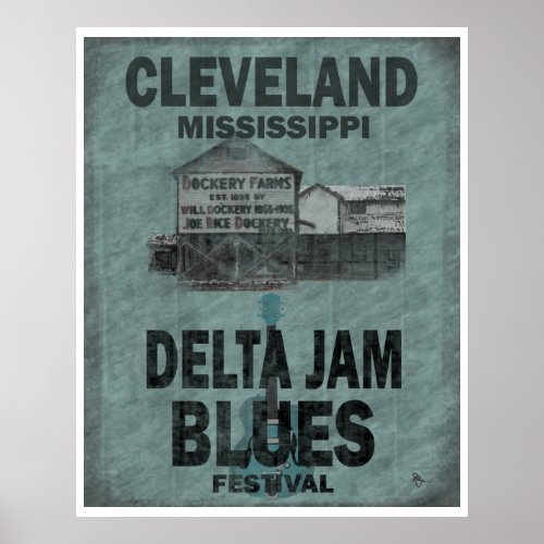 Cleveland Mississippi Delta Jam Blues Guitar Poster
