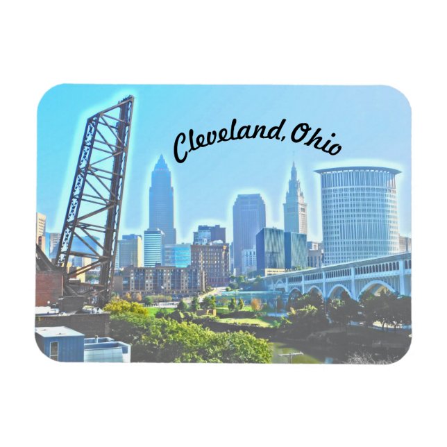Cleveland Morning (Curved Text) Magnet (Horizontal)