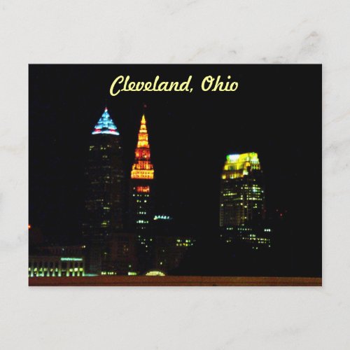 Cleveland Night Skyline Postcard