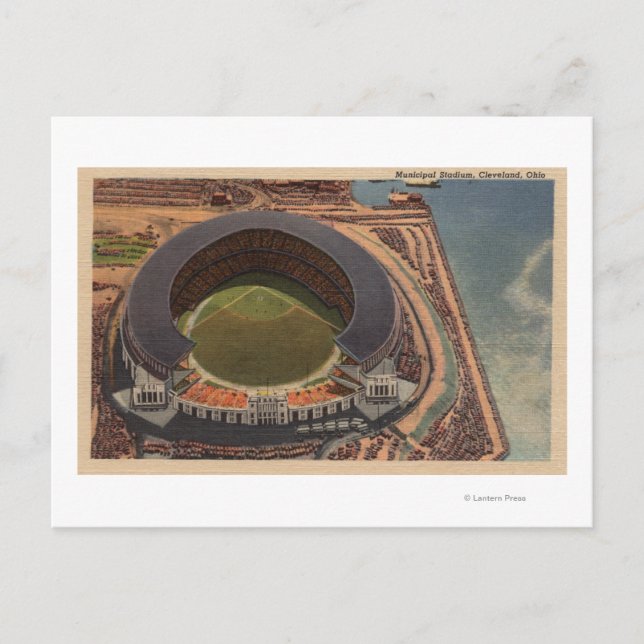 Cleveland, OH - Aerial of Municipal Baseball Postcard (Front)