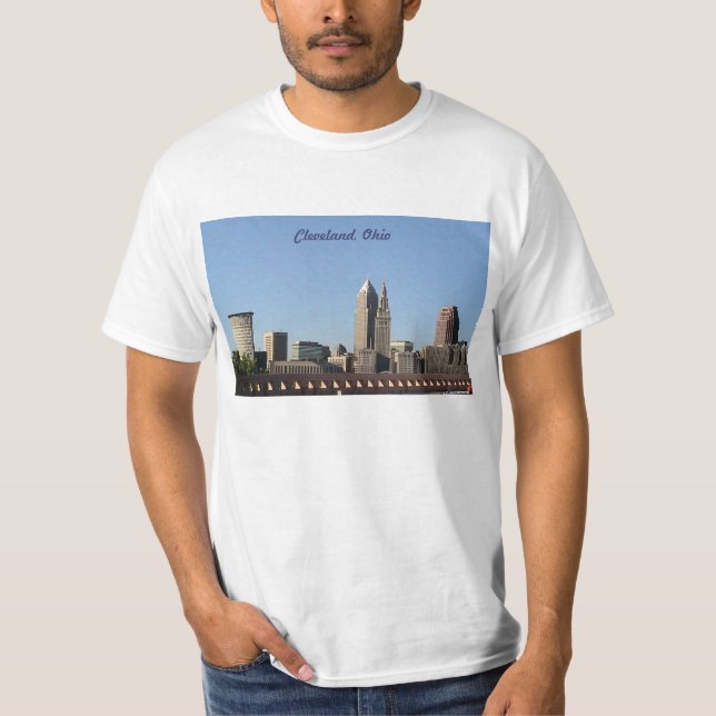 Cleveland OH Blue Skyline T-Shirt (Front)
