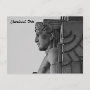 Cleveland OH Bridge Guardian (B & W) Postcard