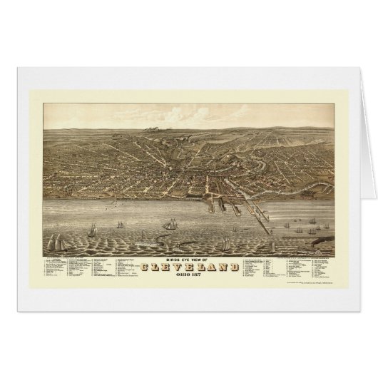 Cleveland, OH Panoramic Map - 1877 Cards (Front Horizontal)