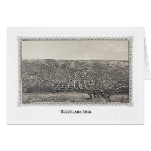 Cleveland, OH Panoramic Map - 1887 Cards (Front Horizontal)