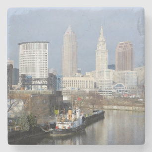 Cleveland OH River View Stone Coaster