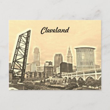 Cleveland Oh Sepia River View Postcard by WestCreek at Zazzle