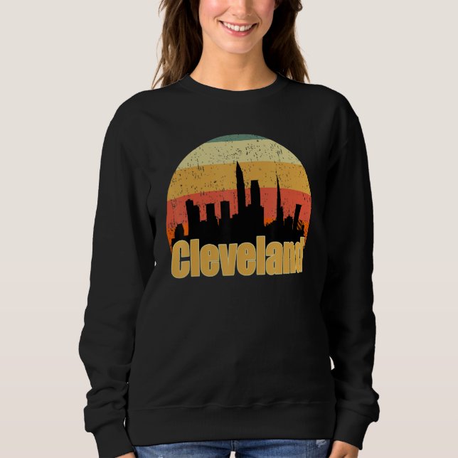 Cleveland Oh Skyline Silhouette Sunset I Love Clev Sweatshirt (Front)