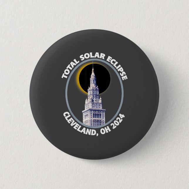 Cleveland Ohio 2024 Total Solar Eclipse Path Of To Button (Front)