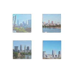 Cleveland, Ohio 4 Skyline Stone Magnet
