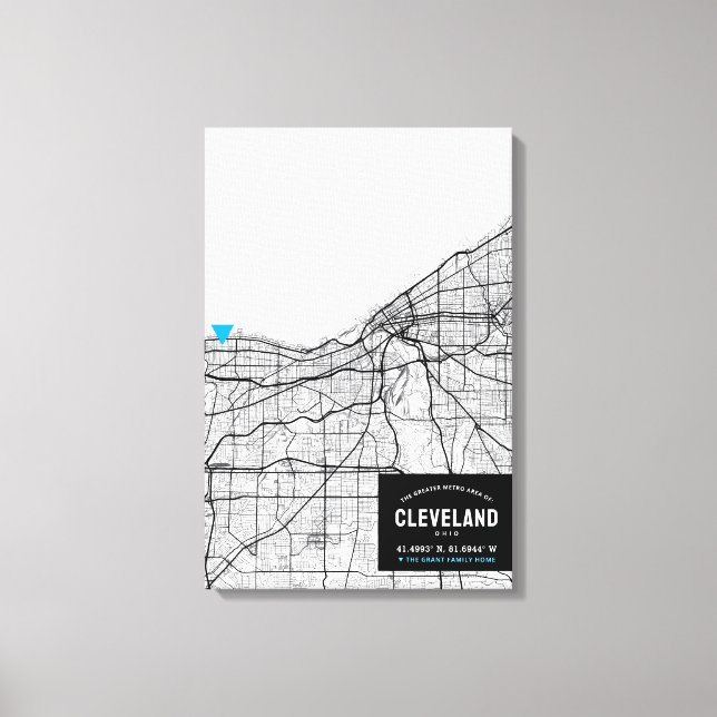 Cleveland, Ohio City Map + Mark Your Location Canvas Print (Front)