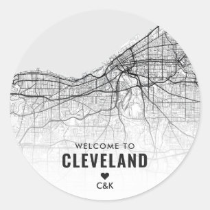 Cleveland, Ohio City Map Wedding Welcome Classic Round Sticker