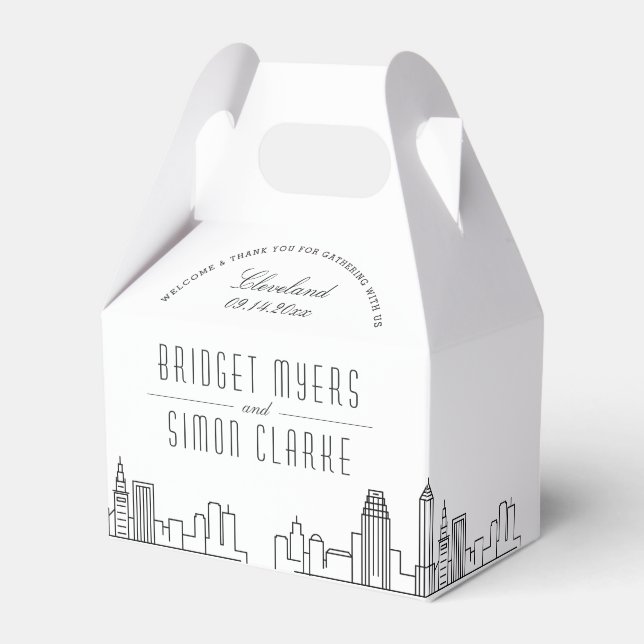 Cleveland, Ohio | City Skyline Wedding Favor Box (Front Side)