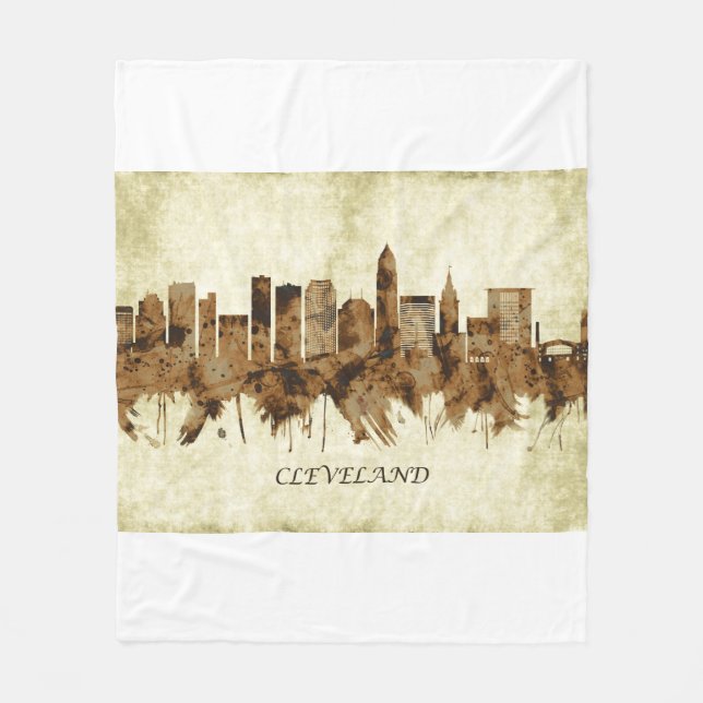 Cleveland Ohio Cityscape Fleece Blanket (Front)