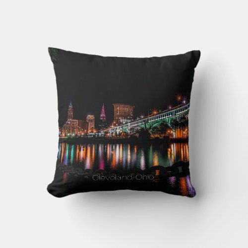 Cleveland Ohio cityscape Throw Pillow