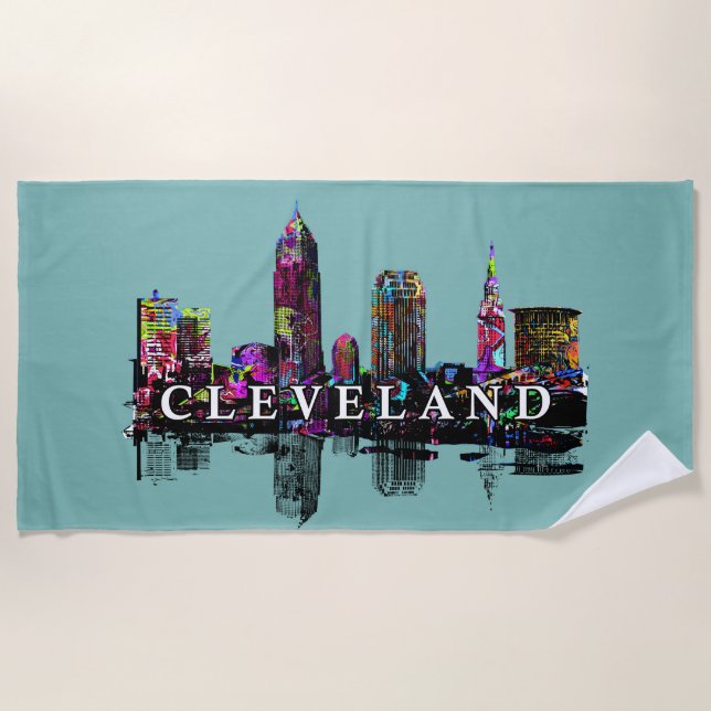Cleveland, Ohio covered in graffiti Beach Towel (Front)