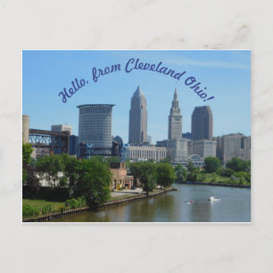 Cleveland Ohio (Curved Text) Skyline Postcard