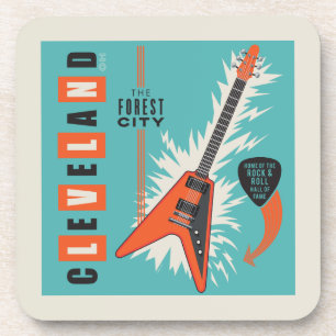 Cleveland Ohio Electric Guitar Beverage Coaster