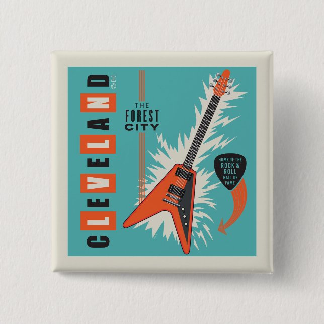 Cleveland Ohio | Electric Guitar Button (Front)