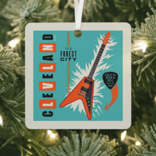 Cleveland Ohio Electric Guitar Metal Ornament