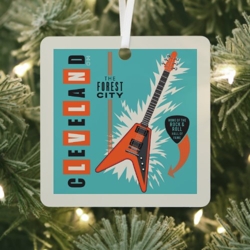 Cleveland Ohio  Electric Guitar Metal Ornament