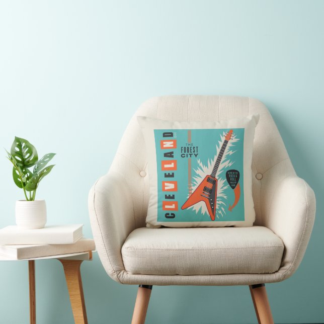 Cleveland Ohio | Electric Guitar Throw Pillow (Chair)