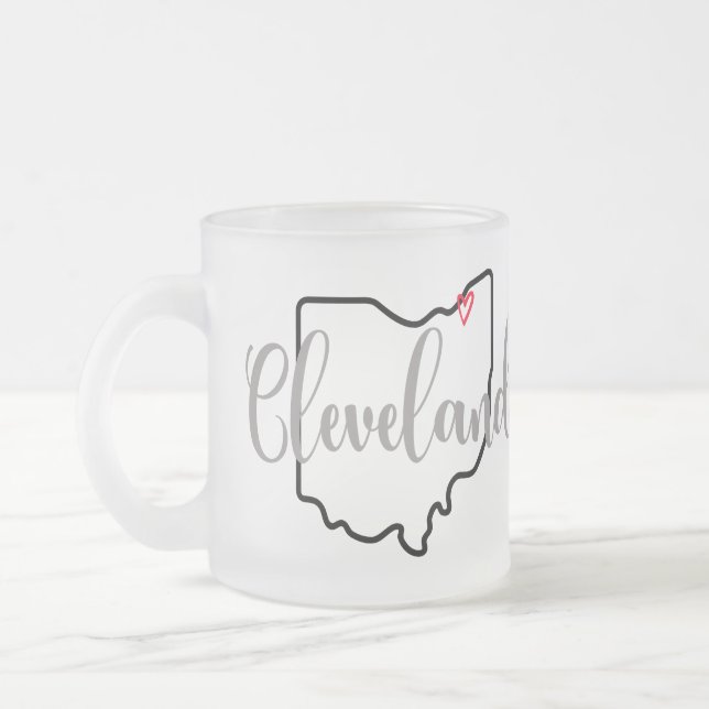Cleveland Ohio  Frosted Glass Coffee Mug (Left)