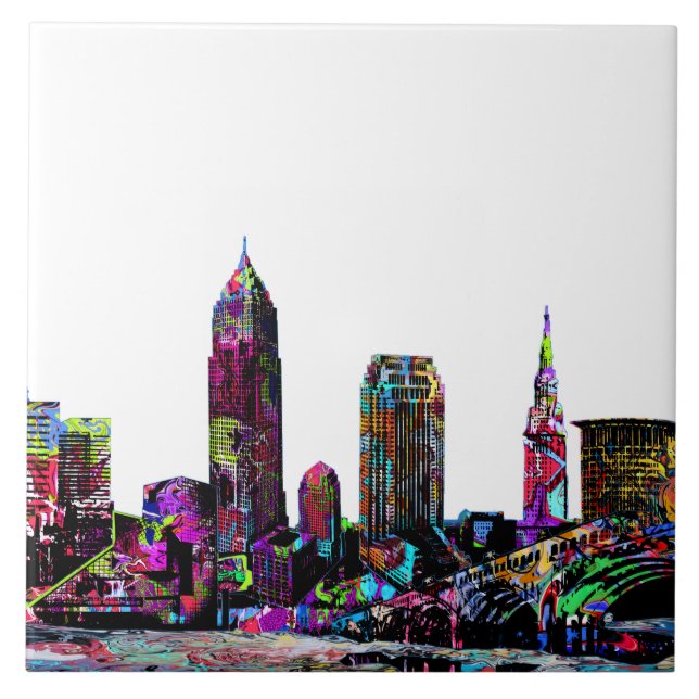 Cleveland, Ohio in graffiti Ceramic Tile (Front)