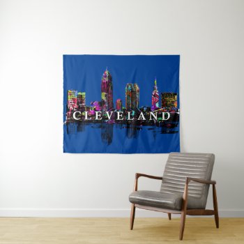 Cleveland Ohio In Graffiti  Tapestry by stickywicket at Zazzle