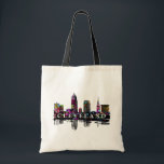 Cleveland, Ohio in graffiti Tote Bag<br><div class="desc">This work of art features the city of Cleveland,  Ohio covered in graffiti with a black ink reflection.</div>
