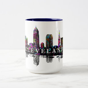 Cleveland, Ohio in graffiti Two-Tone Coffee Mug