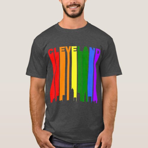 Cleveland Ohio LGBQ Gay Pride Rainbow Skyline T_Shirt