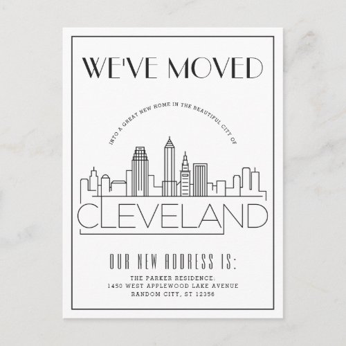 Cleveland Ohio Modern Deco  Change of Address Announcement Postcard