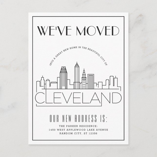 Cleveland, Ohio Modern Deco | Change of Address Announcement Postcard (Front)