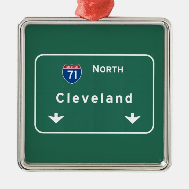 Cleveland Ohio oh Interstate Highway Freeway : Metal Ornament (Front)