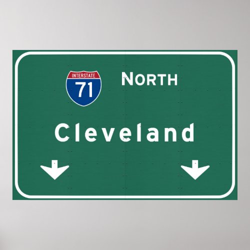 Cleveland Ohio oh Interstate Highway Freeway  Poster