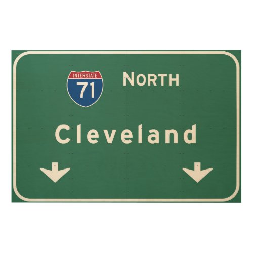 Cleveland Ohio oh Interstate Highway Freeway  Wood Wall Decor